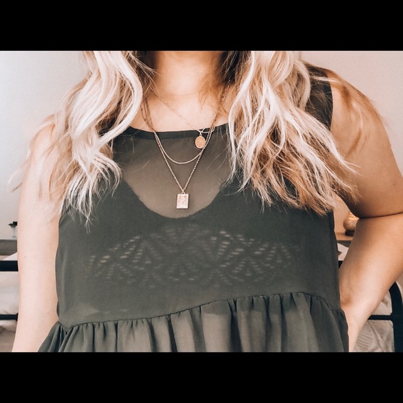 SHEET GREEN BABYDOLL TOP - Picture 2 of 3